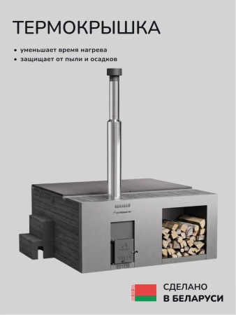Купель с подогревом на дровах Scandinaf Elite 260, 4-6 чел., AISI 316L, серый, подсветка