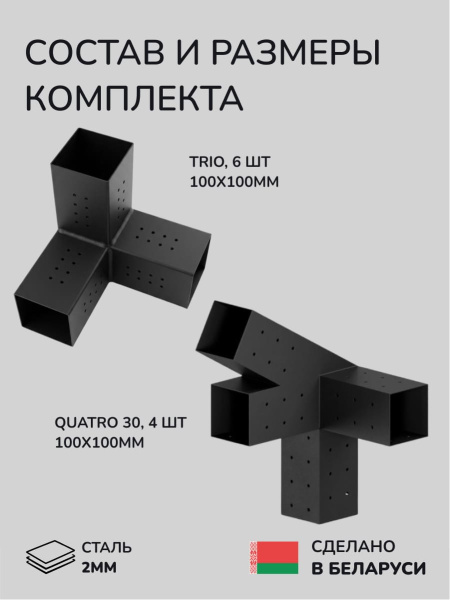 Комплект коннекторов, опор, набор основания SCANDINAF RIDGE 100х100